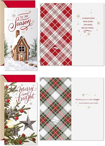 Miniatura 10 de Hallmark Surtido de tarjetas de Navidad en caja, Let it Snow (4 diseños, 12 tarjetas y sobres)