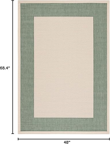 Miniatura 6 de SAFAVIEH Courtyard Collection - Alfombra decorativa de 4 x 5 pies 7 pulgadas, beige y verde oscuro, no desprende pelusa y de fácil cuidado, para