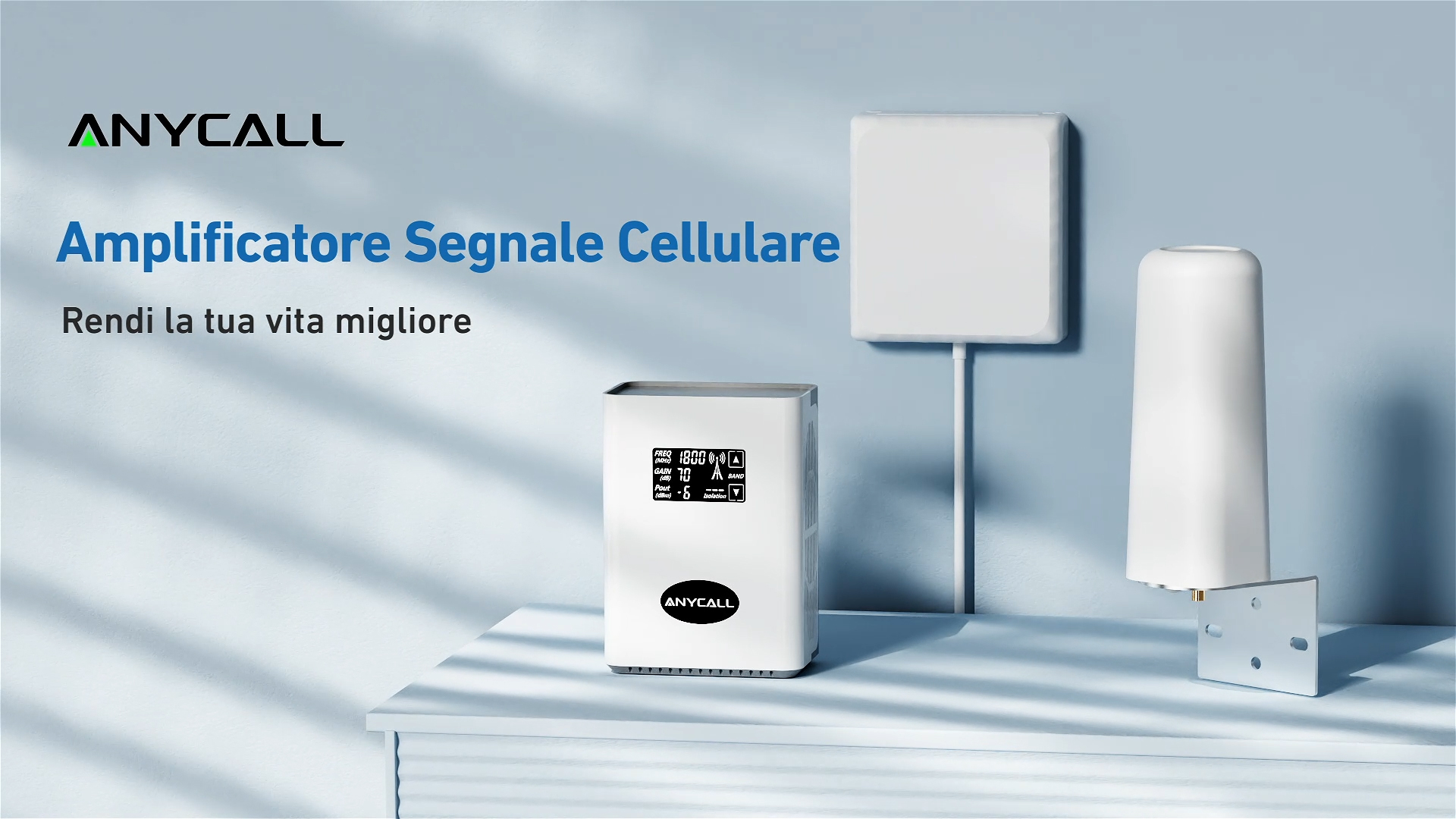 Amplificatore Segnale 5G/4G/LTE Per Grandi Aree | Bande 1,3,7,8,20, Doppia Antenna Interna Ed Esterna, Per TIM, Wind, Tre, Iliad