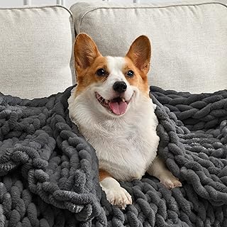 Soft Chunky Knit Blanket, 60X80 in Handmade Thick Chenille Yarn Throw Wi...