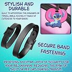 Disney Luggage Tags for Suitcase, Baggage Identification for Travel Name Address (Blue/Pink Stitch)