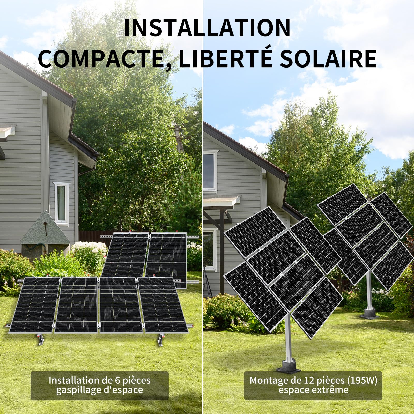 ECO-WORTHY Support Panneau Solaire Tracker Solaire Fixation Panneau Solaire pour Toit, Balcons, Jardin, Maison, Support de suivi à deux axes 40 % de puissance en plus