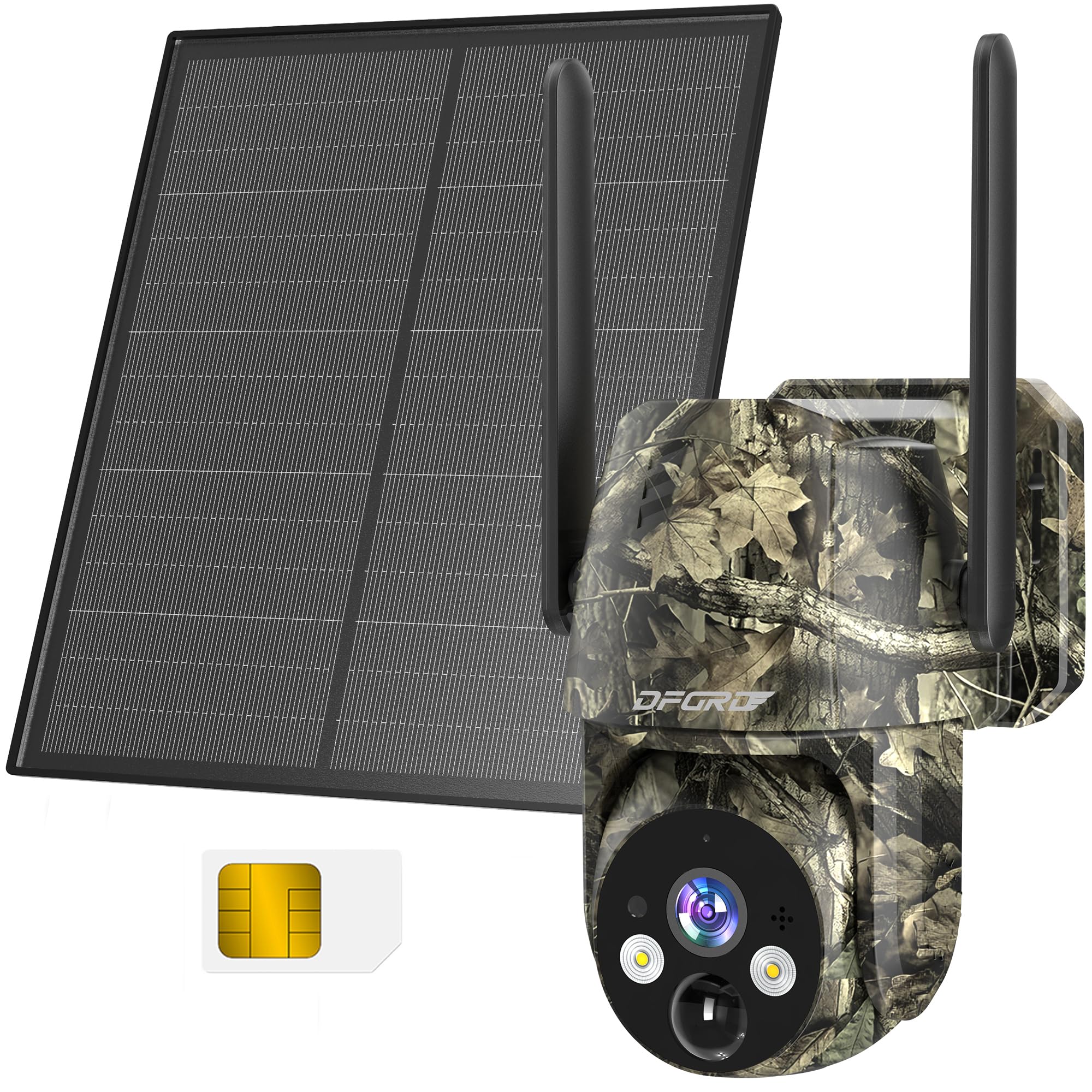 4G LTE Solar Outdoor Surveillance Camera with Pre-installed SIM Card without WiFi, 2K PTZ 360° Battery 10400mAh, PIR Motion Detection, Color Night Vision, Two-Way Audio, IP66 | 2K PTZ, Bewegungsmelder, App-Liveansicht und Handyübertragung, 10400-mAh-Akku, IP66 – für Wald, Hof, Garten und Wildtier