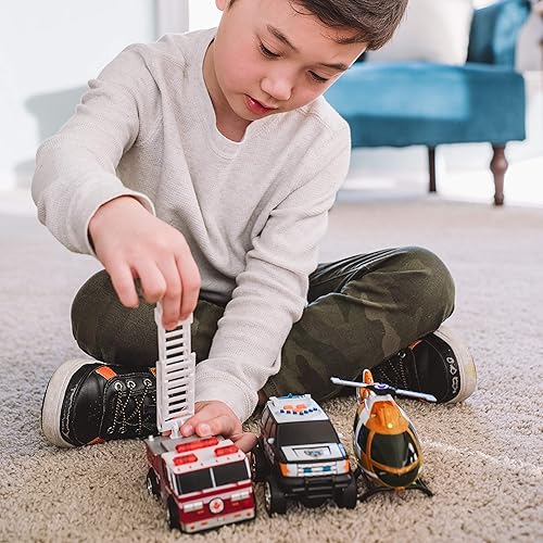 Miniatura 7 de Sunny Days Entertainment Mini vehículos de rescate paquete de 3  Vehículo de juguete con luces y sonidos con motor de fricción  Incluye camión de