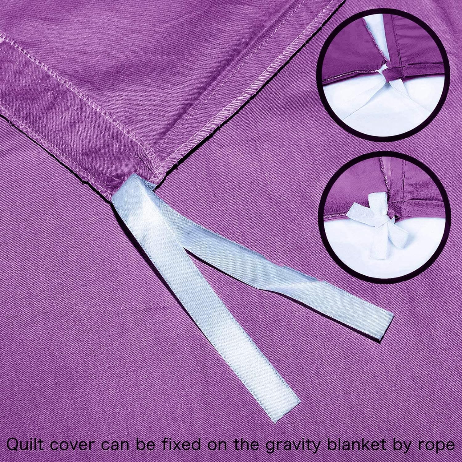 YEMYHOM 100% Cotton Weighted Blanket Cover 60"x80", Soft Removable Duvet Cover for Heavy Blanket, Machine Washable（Dark Purple）