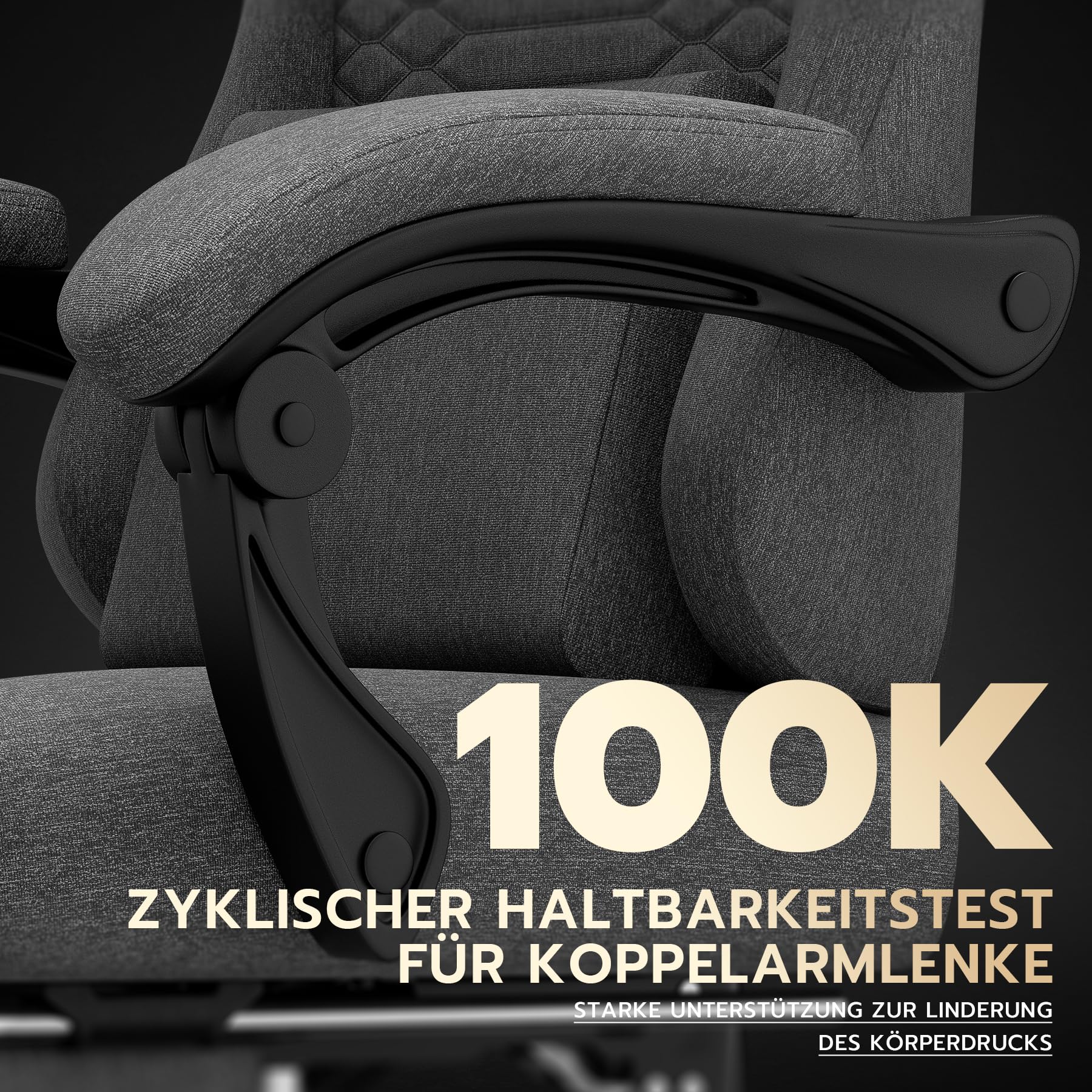 Fotel gamingowy z materiału z funkcją masażu i zagłówkiem – ergonomiczne siedzisko dla graczy z wysuwanym podnóżkiem, wygodne krzesło biurowe, ciemnoszare