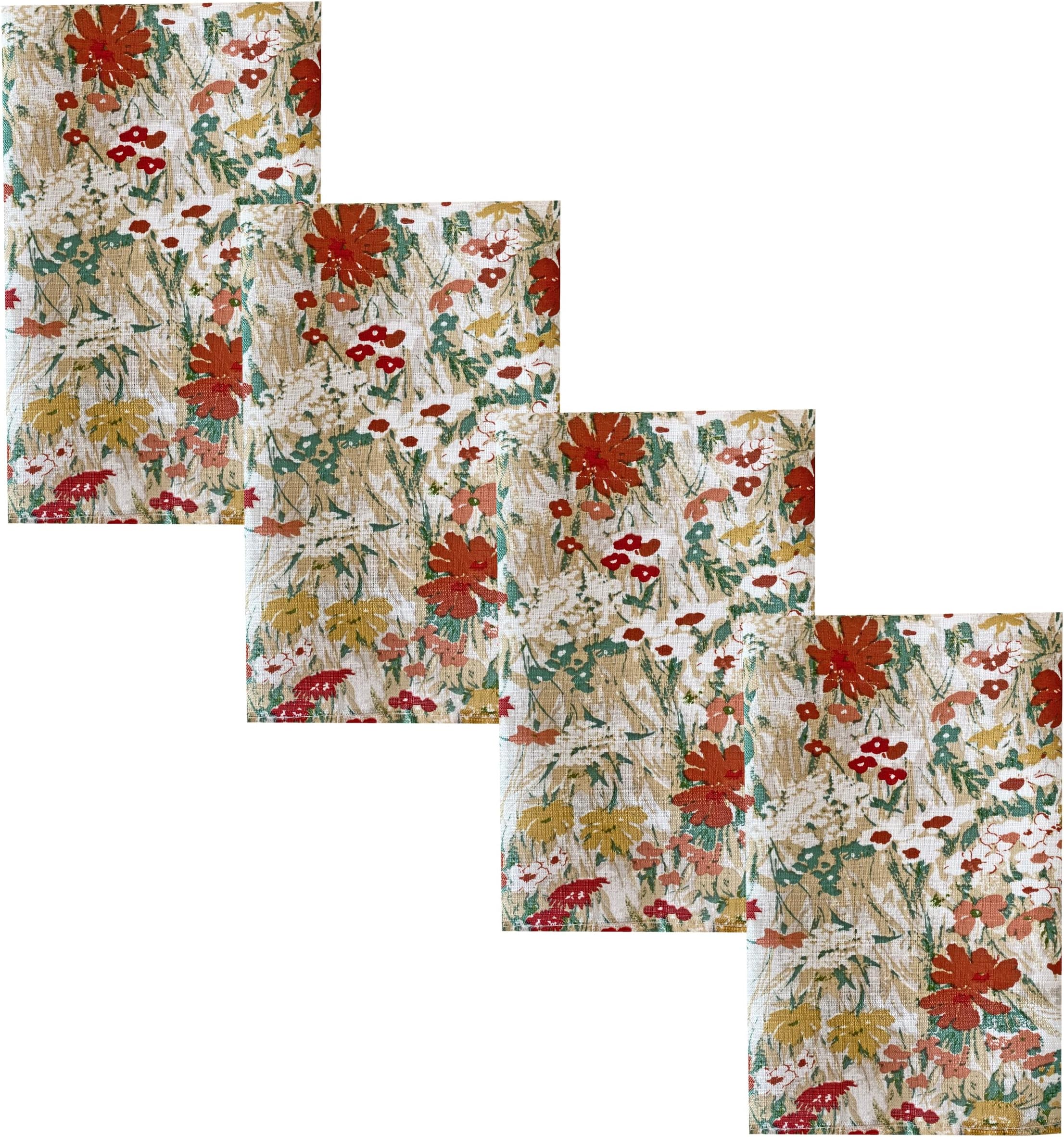 WaverlyTuilleries Autumn Garden Fabric Napkin - Monet French Country Thanksgiving Harvest Napkins, Set of 4 Napkins