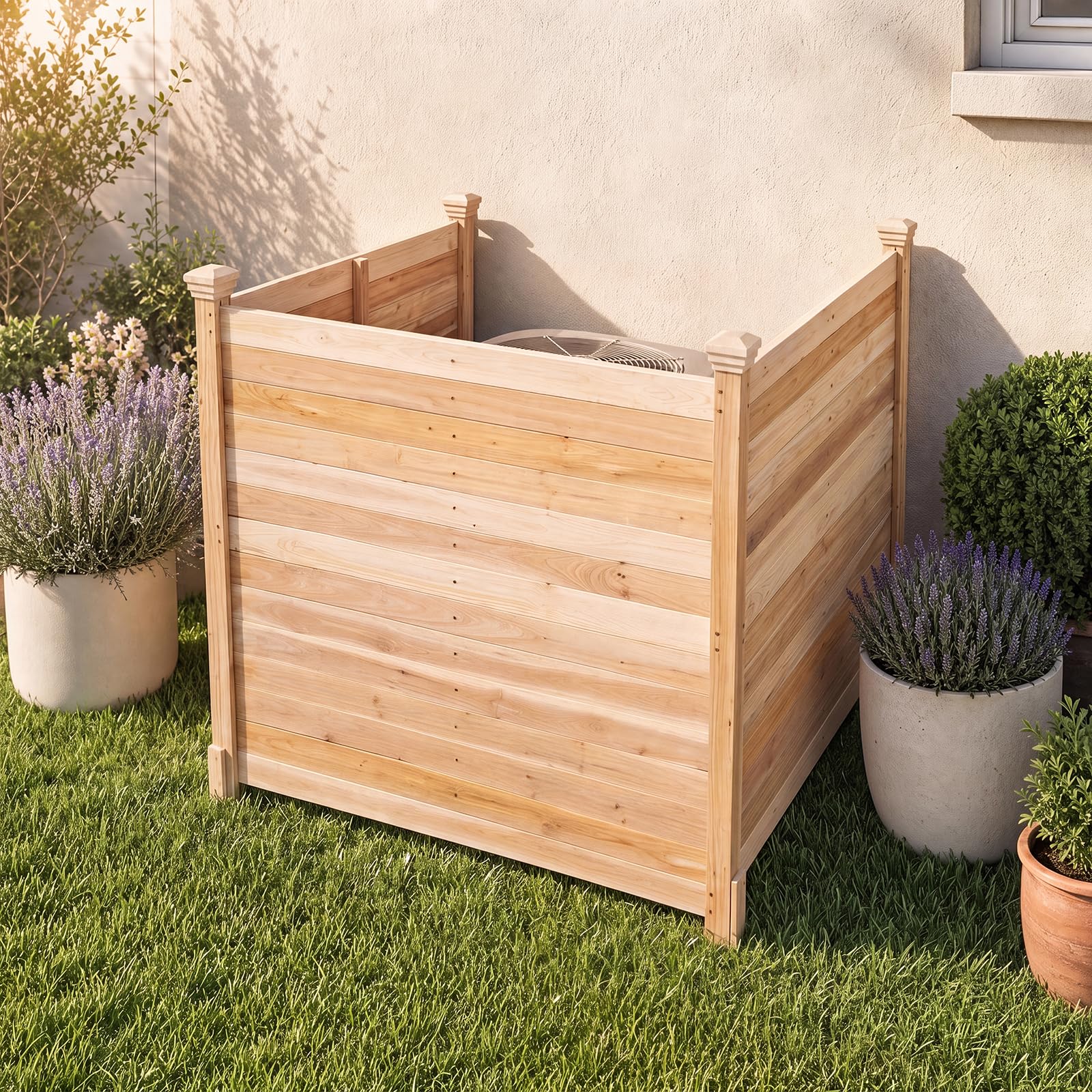 GYMAX Panneau Brise Vue Extérieur 3 Panneaux 119 x 115,5 cm (Naturel)