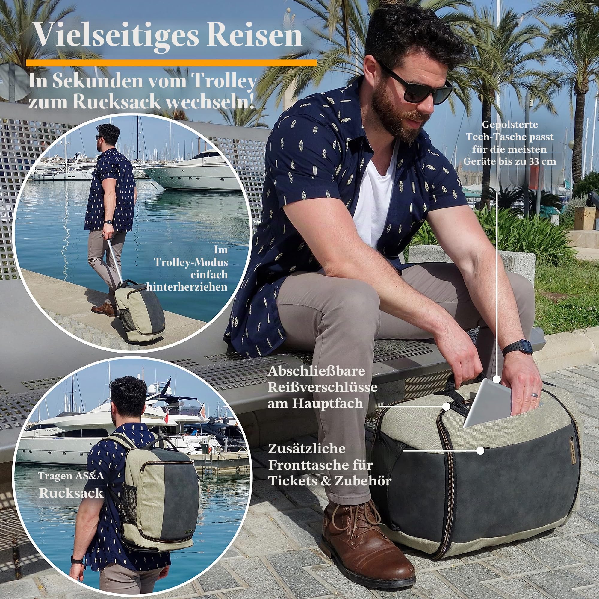 Cabin Max für Easyjet Handgepäck 45x36x20 Rucksack, Reisetasche für unter den Sitz, Handgepäck Tasche für Flugzeug, Kabinentasche, Handgepäck 45 X 36 X 20 cm - Laptopfach (Cabin Bag Manhattan 30L)