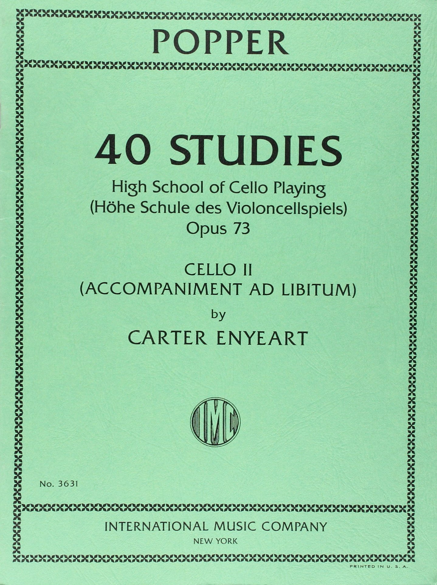 David Popper - 40 Studies - High School of Cello Playing, Op. 73 Cello II by Carter Enyeart - International
