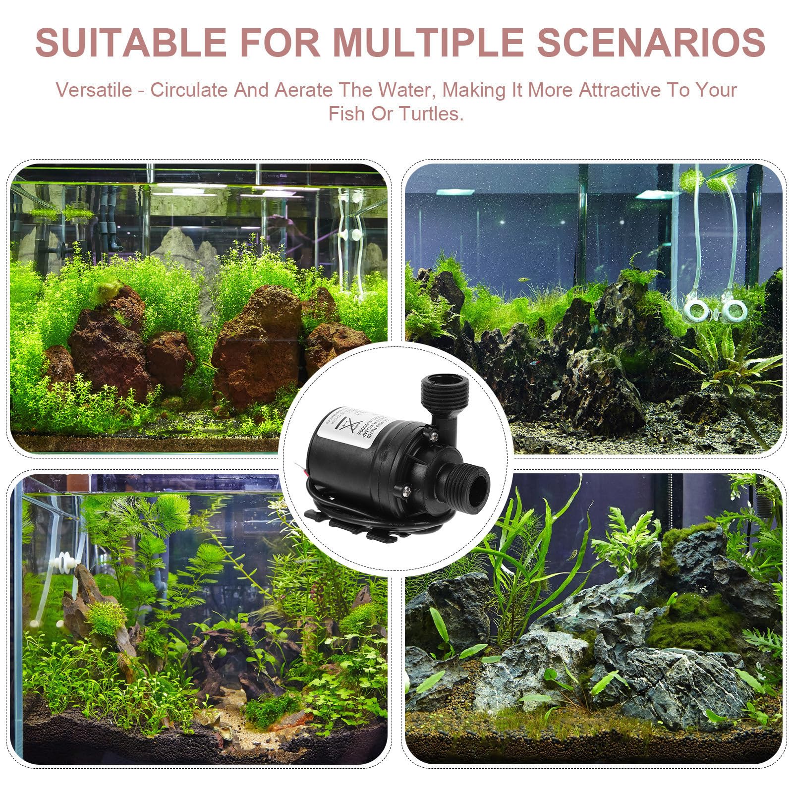 2 Piezas Bomba de Agua Sumergible Mini 800l/h Negro Plástico