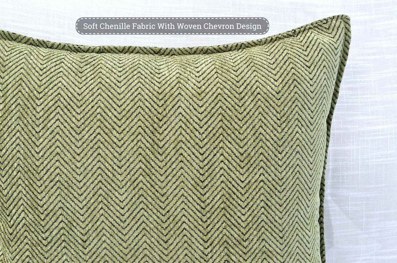 Sage Green Pillow Covers 16x16 Pack of 2 Chevron Weave Pattern Velvet Soft Chenille Zigzag Textured Pillowcases Modern Mid Century Elegant Herringbone Cushion Cases for Living Room Couch Sofa Bed