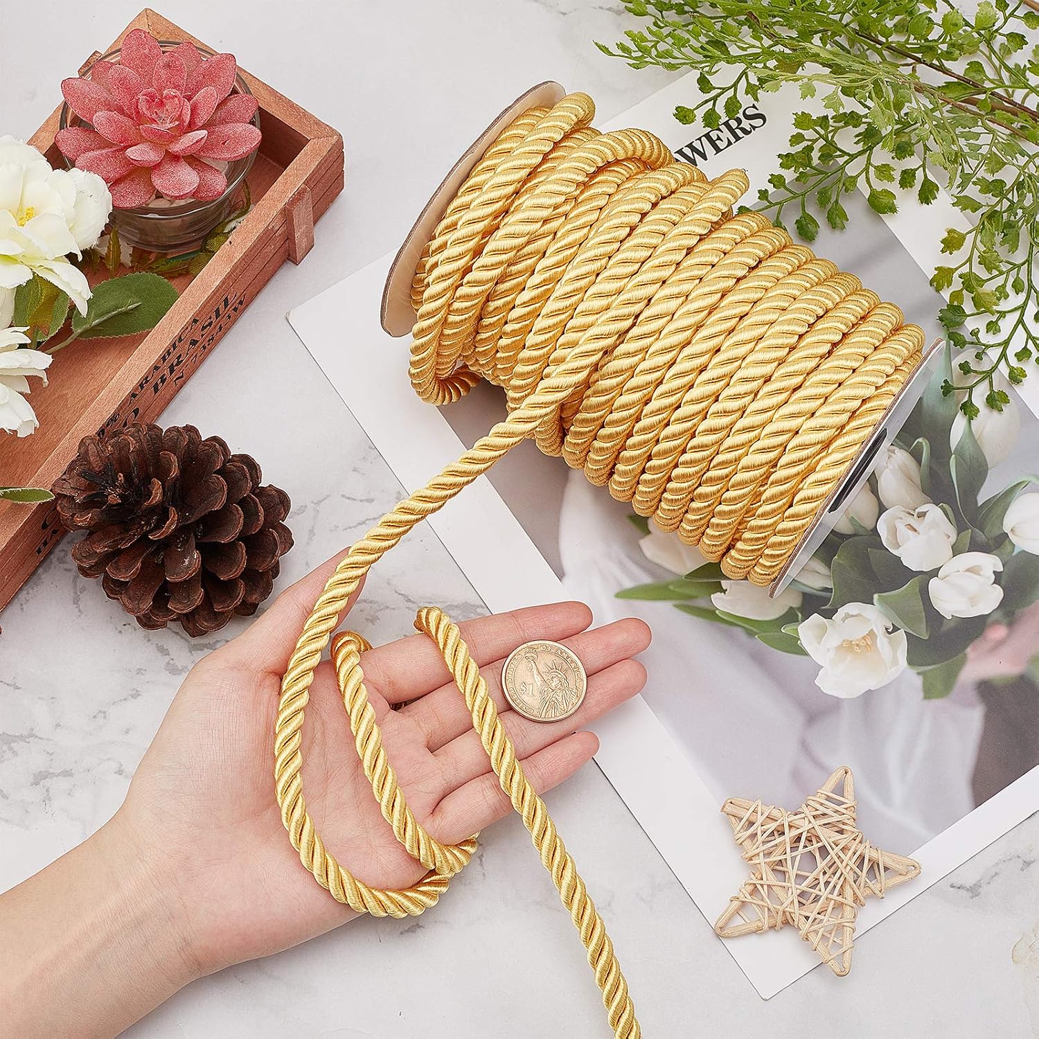 PH PandaHall 20 Yards 8mm Decorative Twisted Cord - Image 4
