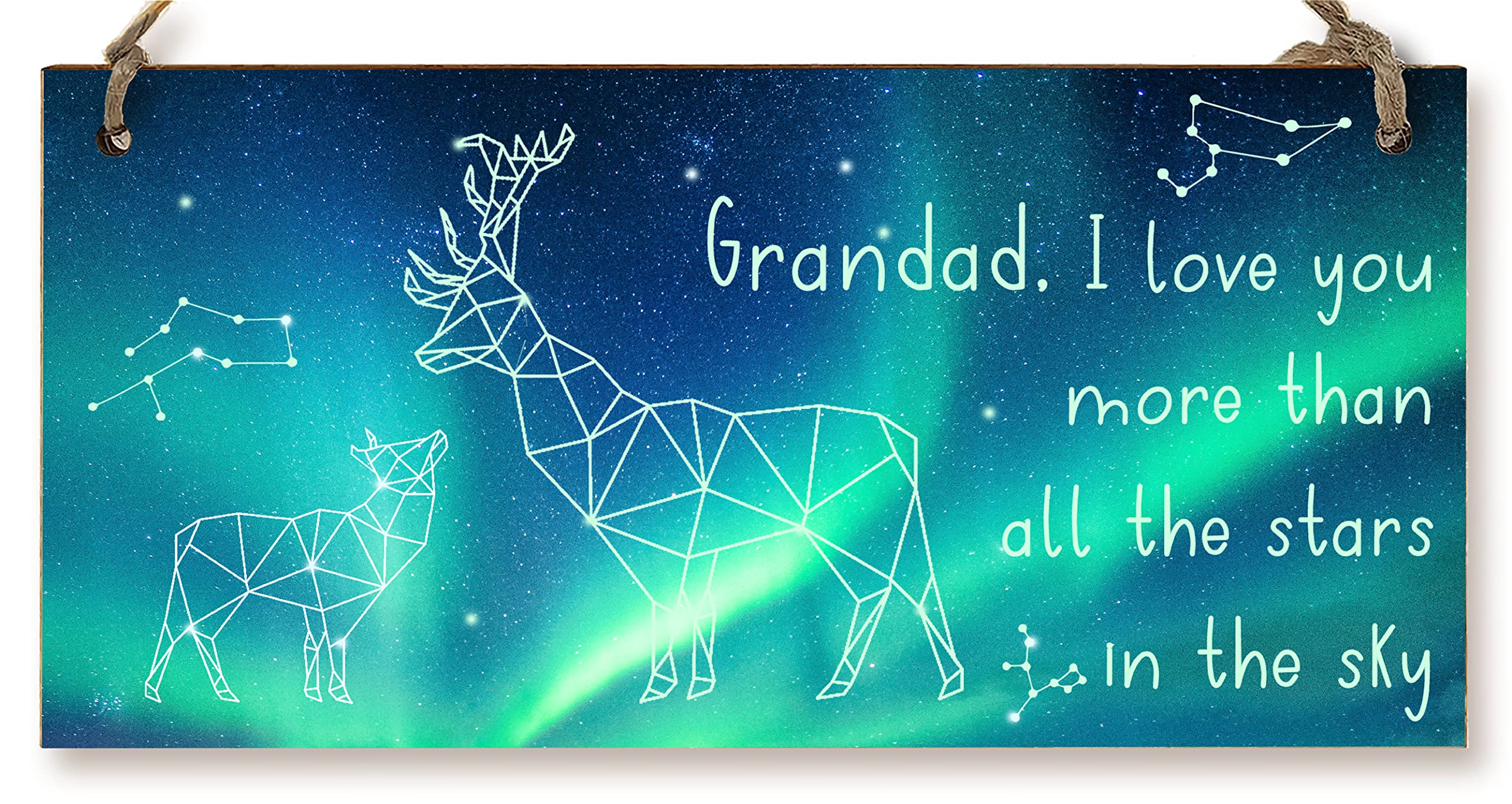 The Plum Penguin Light Blue Handmade Wooden Hanging Wall Plaque Grandad Love You More Than All The Stars Sentimental Gift Father's Day Man Cave