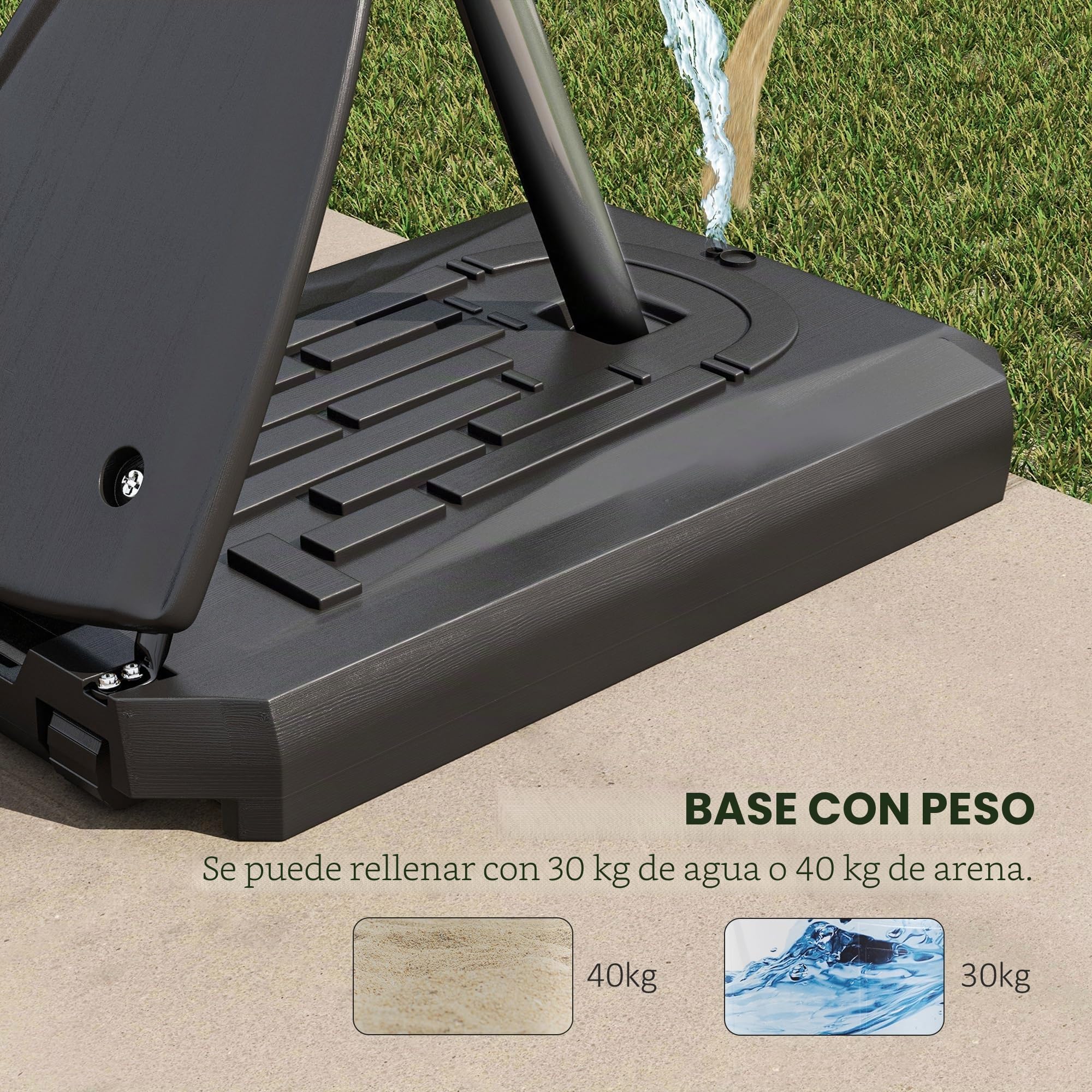 SPORTNOW Canasta de Baloncesto Exterior Altura Ajustable 236-293 cm Tablero PC Aro Ruedas Base Rellenable Negro