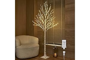 6FT White Birch Tree with Lights