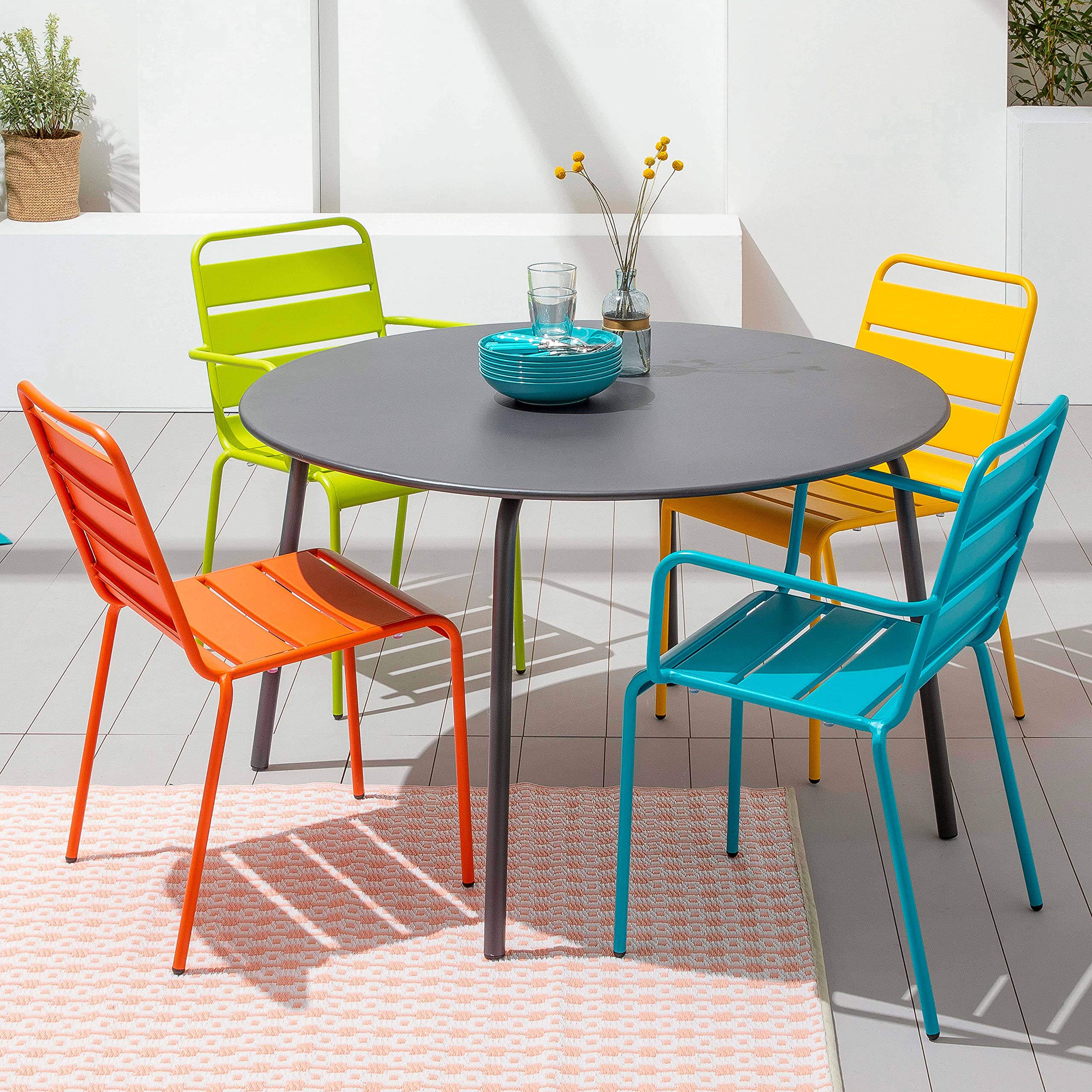 Oviala Chaise de Jardin en métal Jaune - Palavas