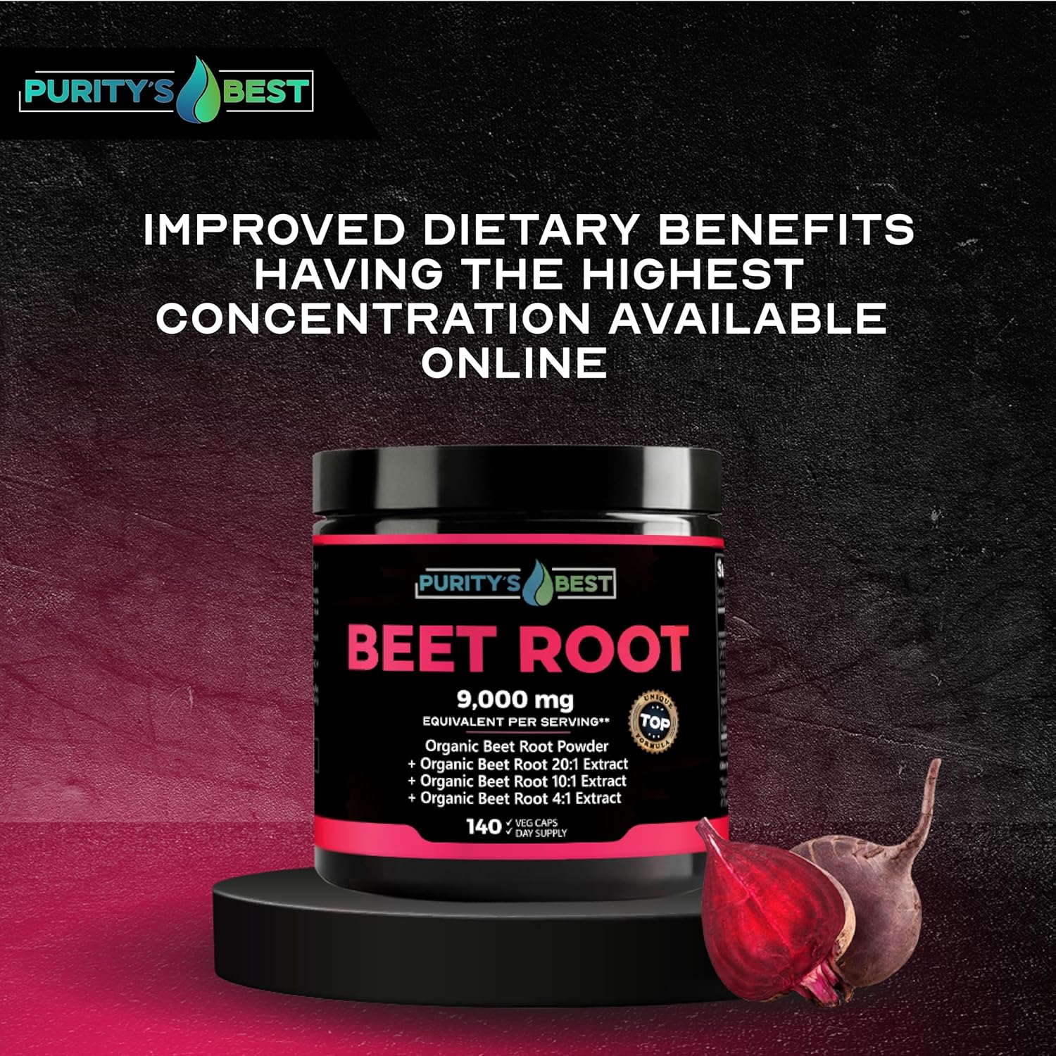 Purity's Best Beet Root Powder 9,000 mg, 140 Veggie Pills, Beet Root Capsules | Supports Blood Circulation - Helps Nitric Oxide Production, Beet Root Extract, Pure, Non-GMO, Made in USA - Image 2