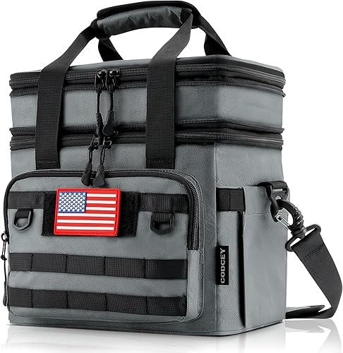 Codcey Lonchera táctica para hombres y mujeres, bolsas de almuerzo aisladas de alta resistencia para adultos, ampliable, doble compartimento, a