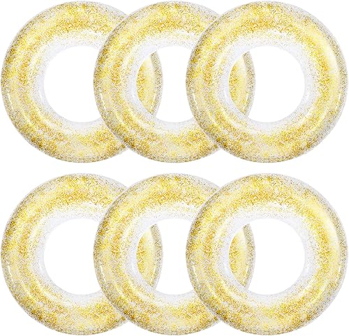 6 tubos inflables de 30 pulgadas, tubos interiores de confeti con purpurina, anillos para adultos y niños, para verano, piscina, playa, vacaciones,