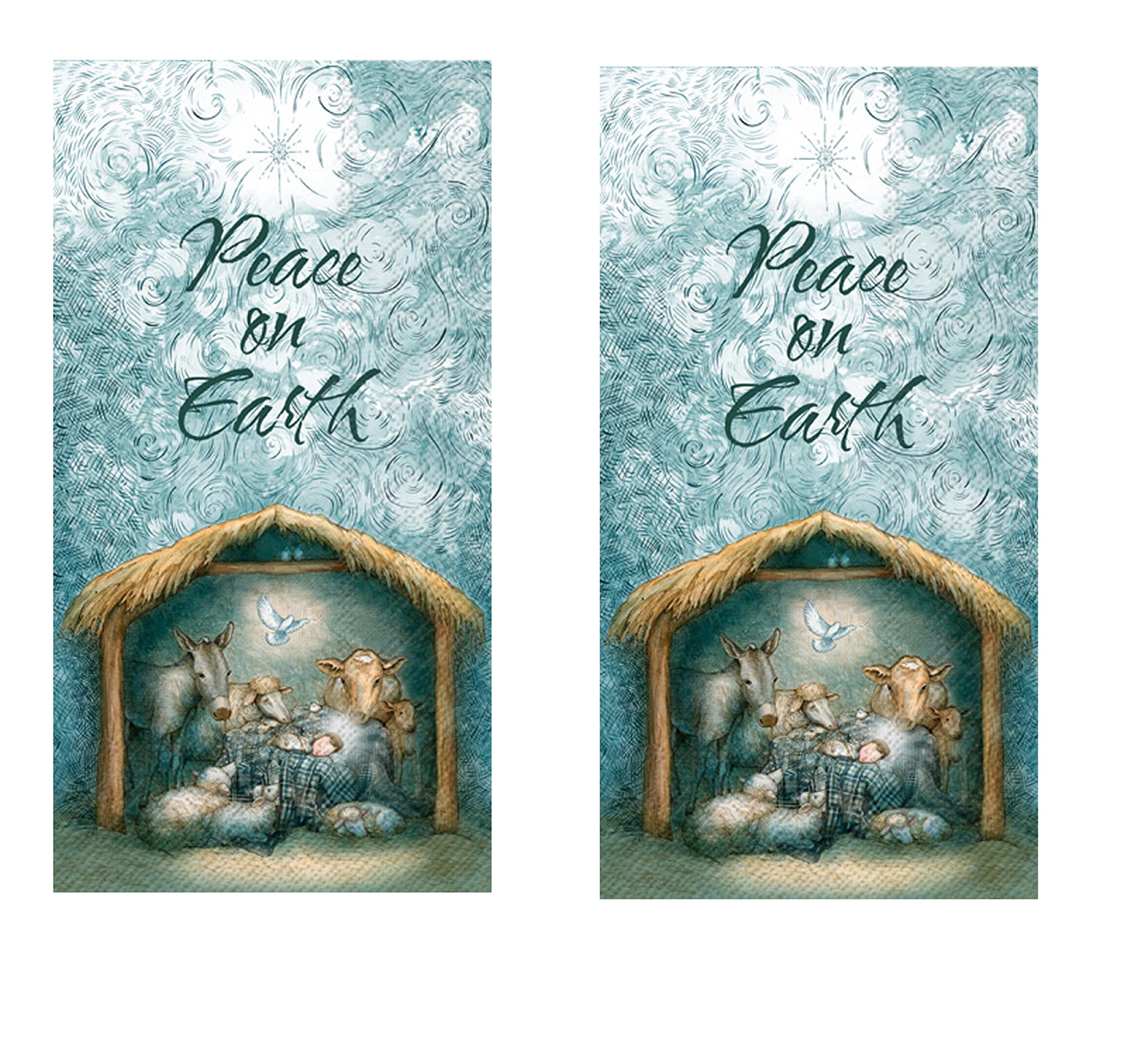 Christmas Hand Towels Sets: Quality Disposable Paper Hand Towels Featuring Holiday Themes - 32 Total Holiday Guest Towels Per Set (Peace Nativity)