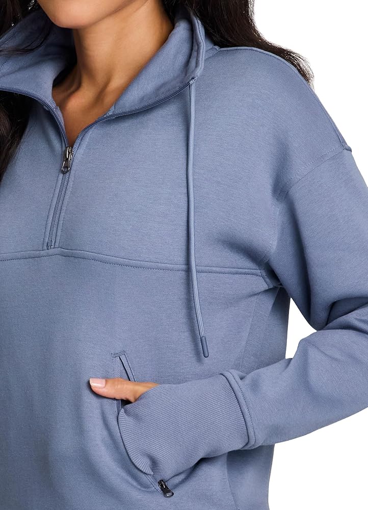 RBX Women's Fleece Sweatshirt with Pockets, Adjustable 1/4 Zip