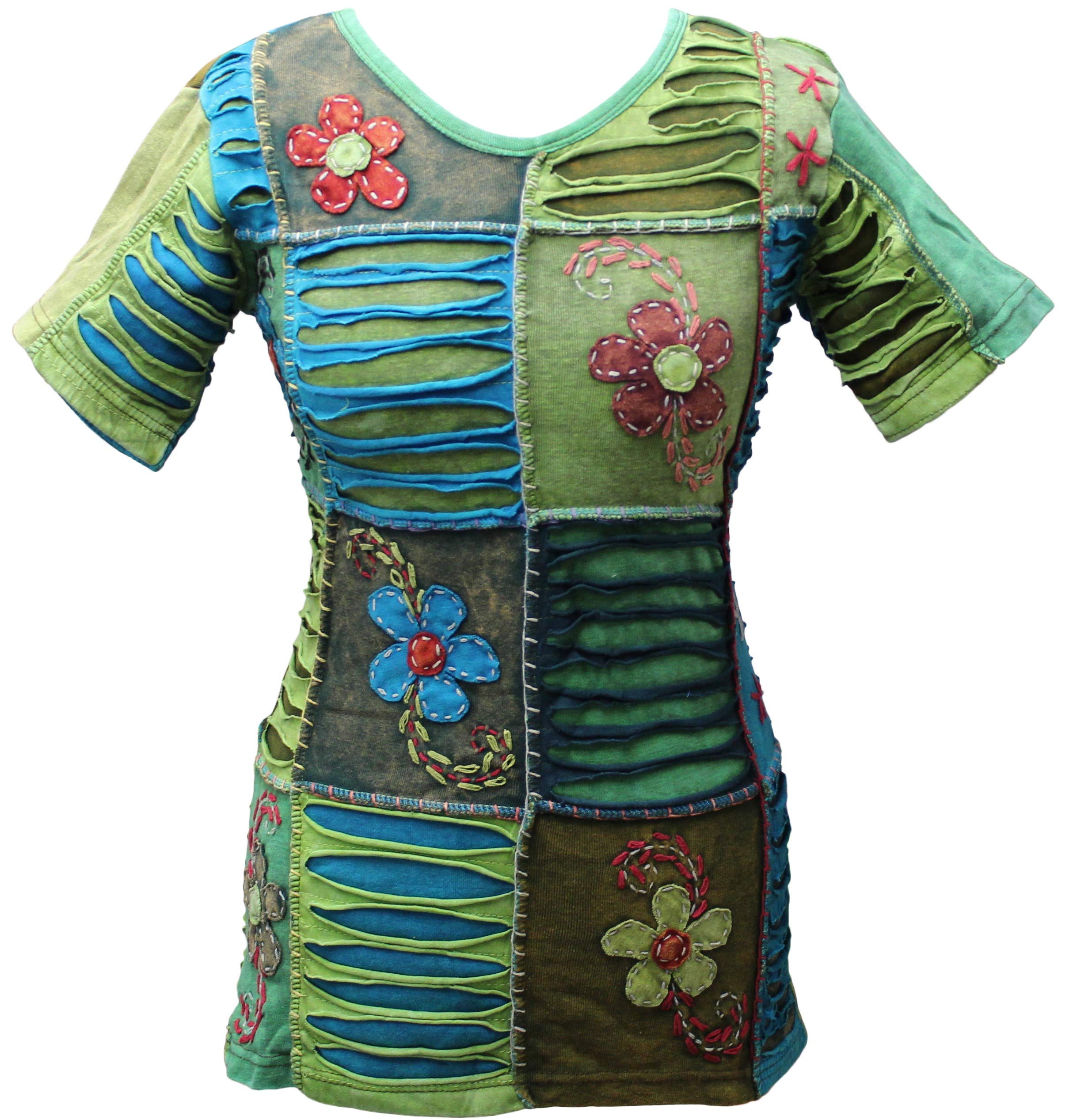 Women Patchwork Body Fit Vest Blouse Ladies T-Shirt Festival Hippie Summer Tops