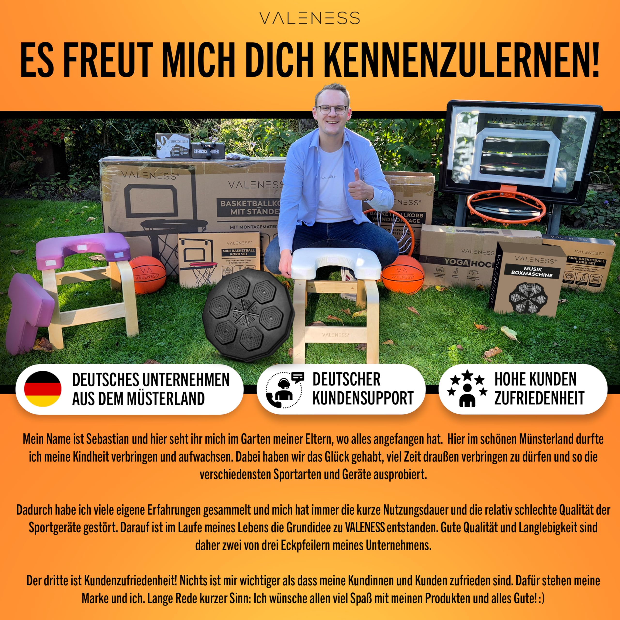 VALENESS® Musik Box Maschine – Smarte Boxing Machine mit Musik & LED – Boxmaschine mit Bluetooth, Zählfunktion & Boxhandschuhen – Wandgerät für Erwachsene & Kinder – Musik Power Boxing