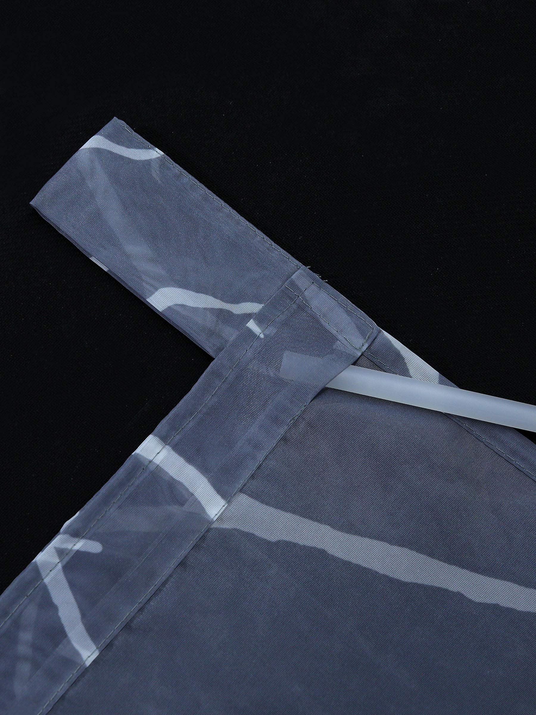 ESLIR Schiebegardinen Set 2er Flächenvorhänge Gardinen mit Schlaufen Schiebevorhang Transparent Schlaufenschal mit Zweige Muster Voile Grau BxH 57x245cm 2 Stück