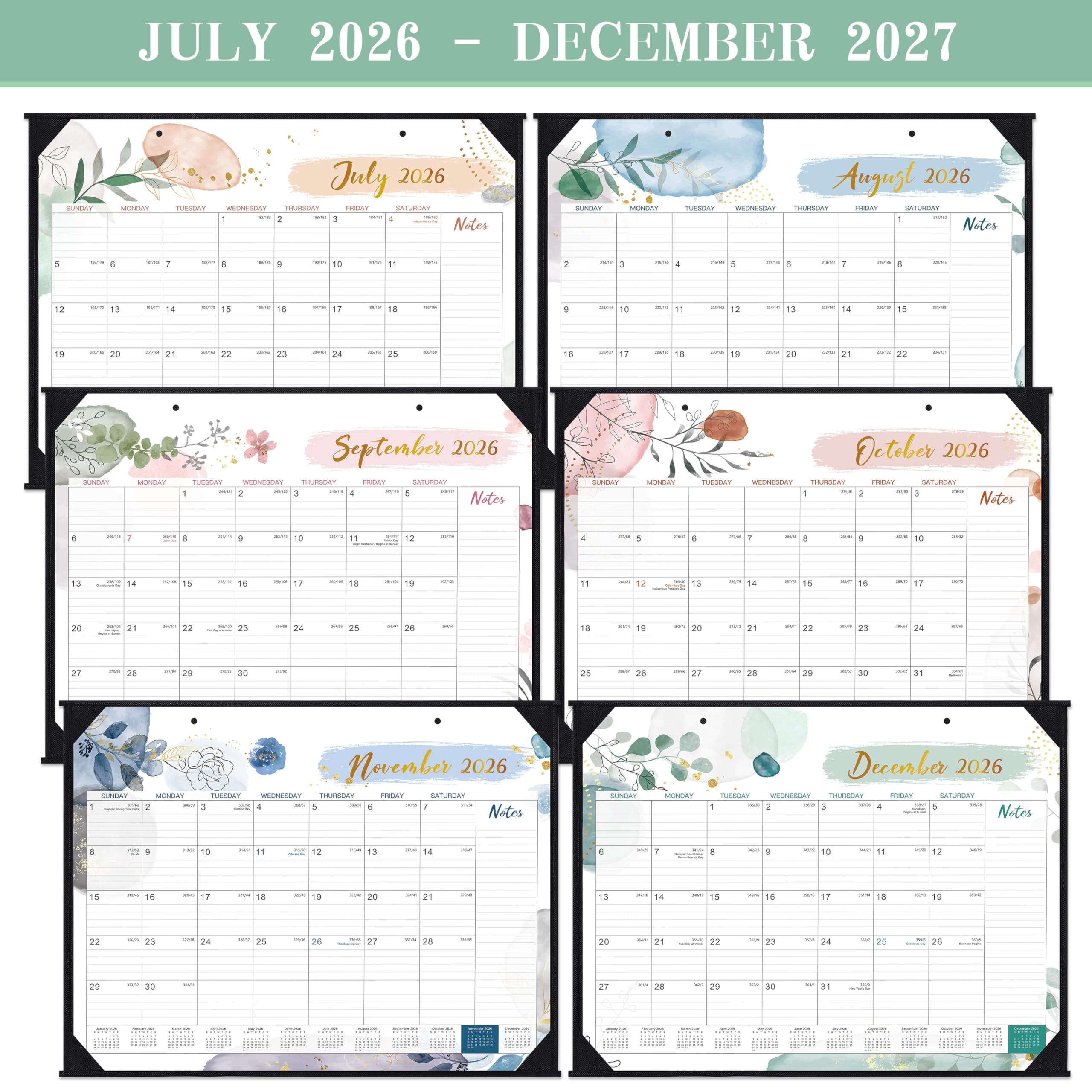 Calendario de escritorio 2025, calendario de escritorio grande 2025, 22 x 17 pulgadas, enero de 2025 a diciembre de 2025, calendario mensual de escritorio y pared, bloques grandes a rayas, notas