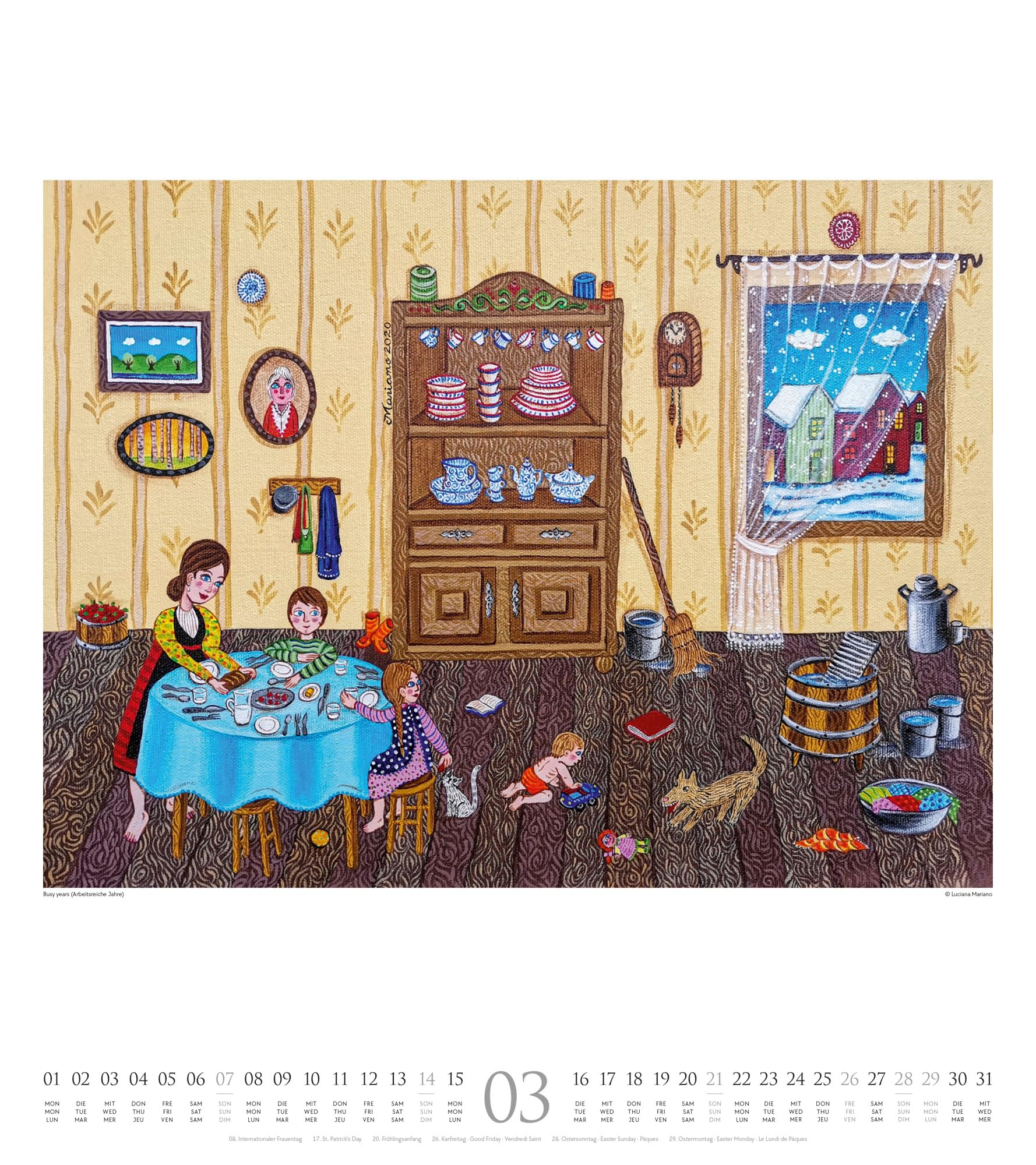 Naive Malerei Kalender 2027: Farbenfroher Kunst-Kalender im großen Hochformat (48x54 cm) | Fröhliche und fantasievolle Gemälde
