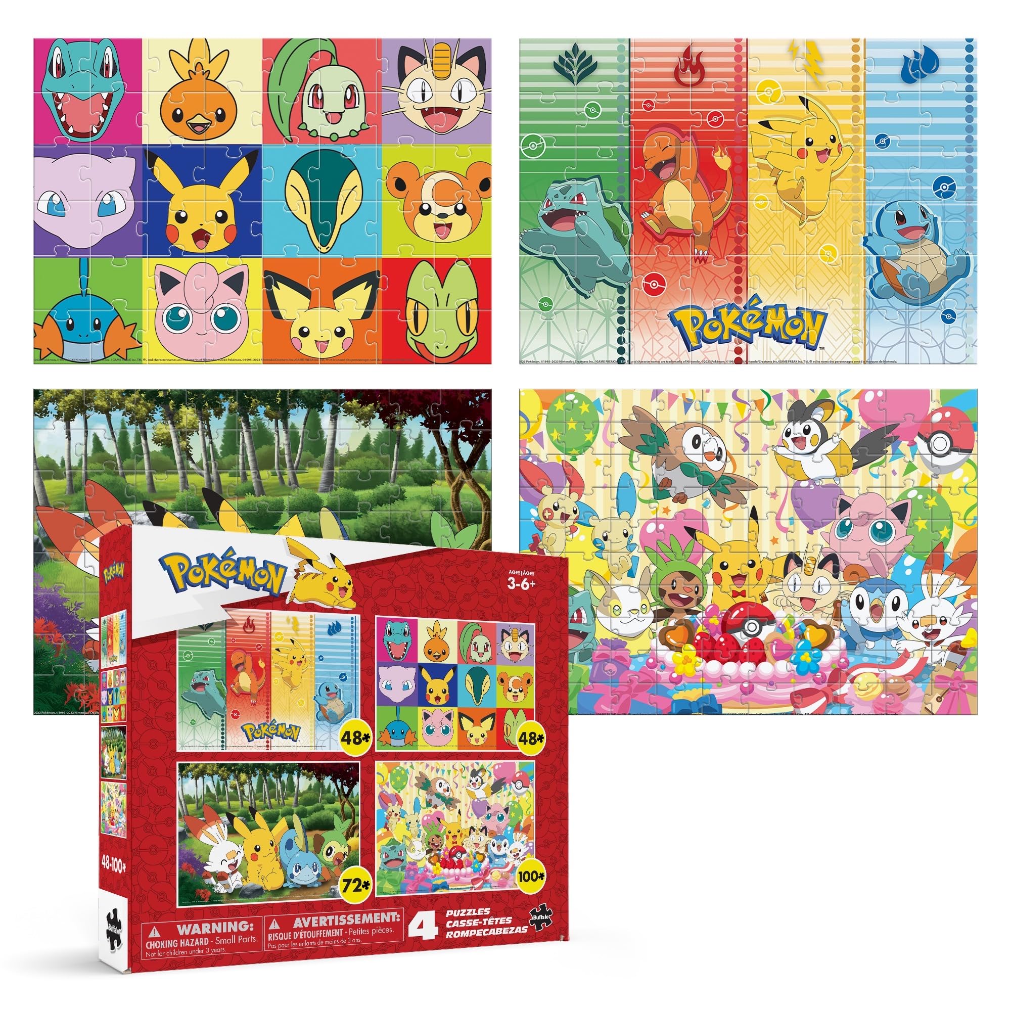 Buffalo Games - Pokemon - 4 X 1 Kids Multipack - Kids Pokemon Multipack - Multi Piece Jigsaw Puzzle for Adults -Challenging Puzzle Perfect for Game Nights - Finished Size Varies