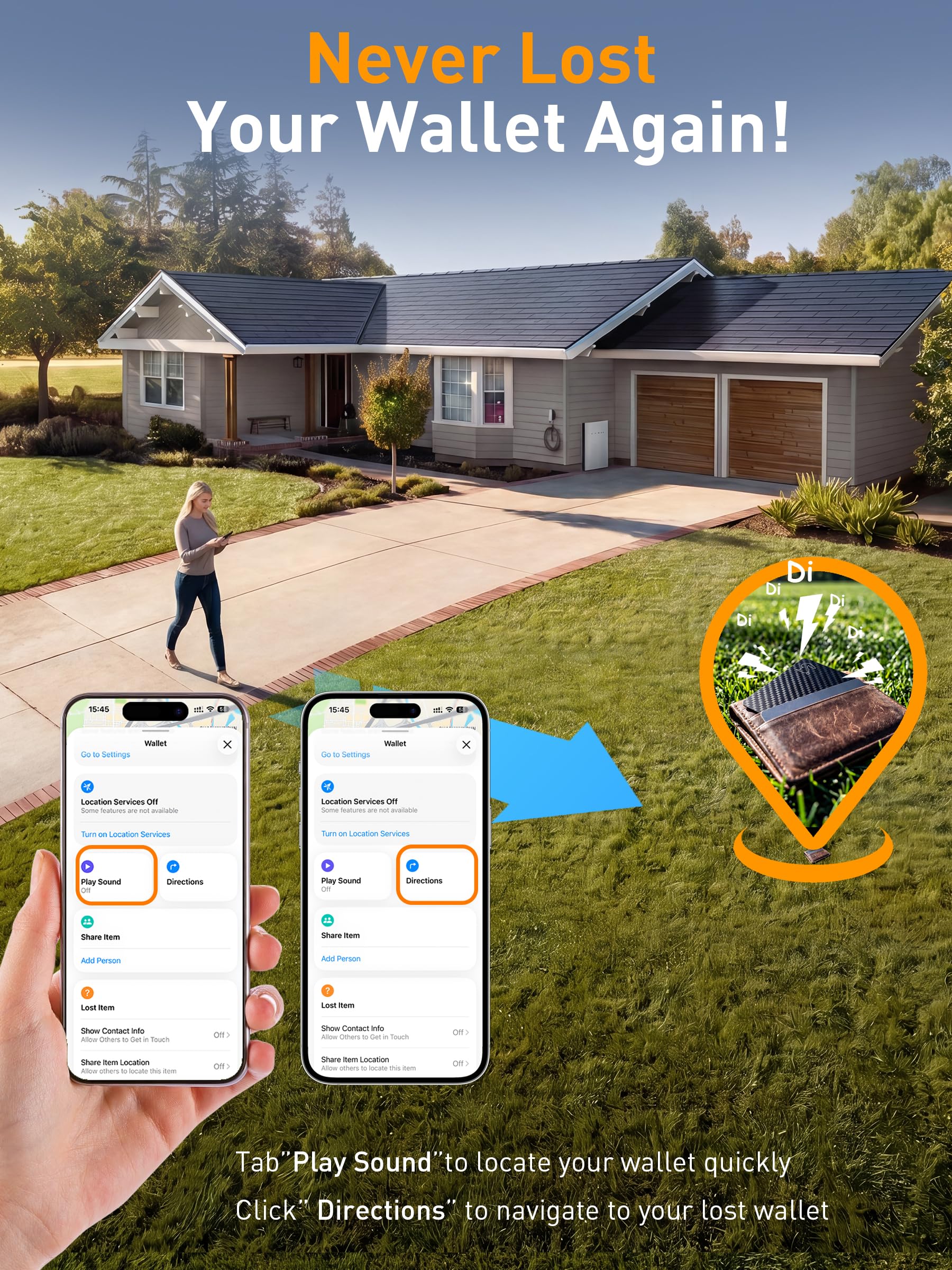 Carta di monitoraggio del portafoglio certificata MFi, ricerca oggetti ricaricabile per portafogli, passaporto, bagagli, compatibile con Apple Find My e Google Find Hub, localizzatore di