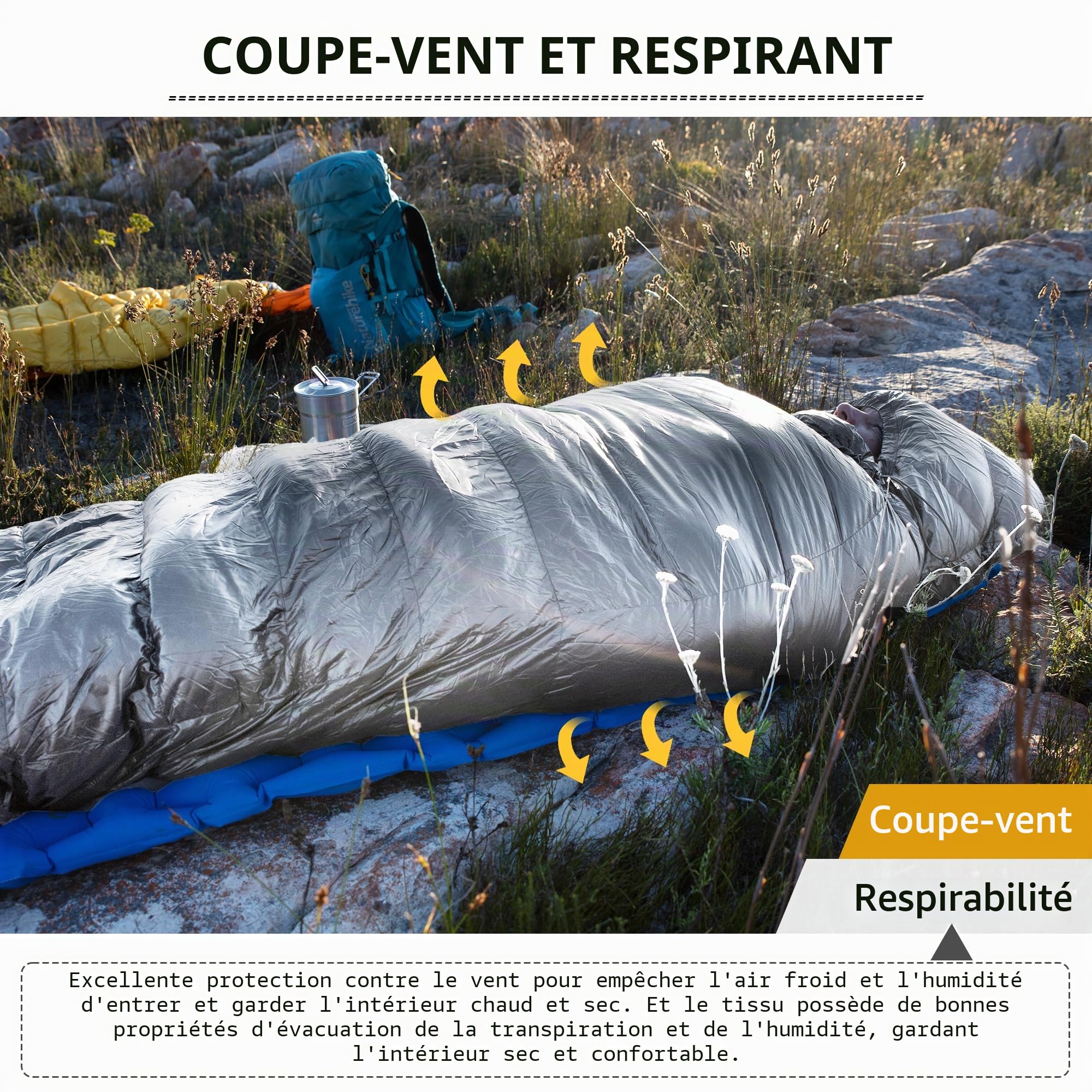 Naturehike CW-Serie RDS Sac de couchage en duvet ultra léger portable compact 4 saisons pour adultes et enfants en plein air, camping, randonnée, voyages