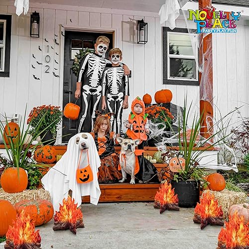 Miniatura 2 de Novelty Place Juego de 2 piezas de decoración de cartón de fuego falso, centro de mesa de llama de papel 3D, perfecto para decoración de fiestas de