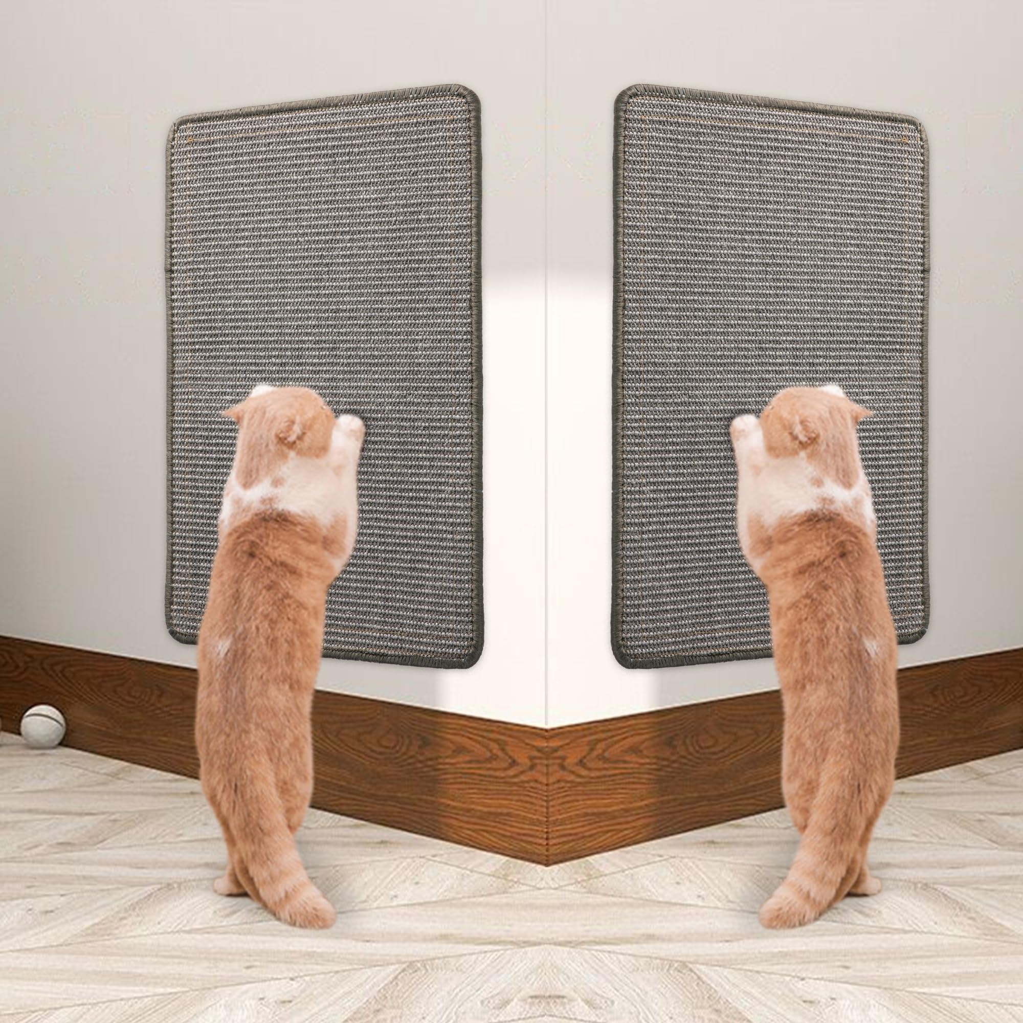 JanYoo Cat Scratching Mat for Sofa Cat Scratch Protector, Sisal for Cats Scratching Mat, Carpet, Furniture Protector, Grey, Pack of 2