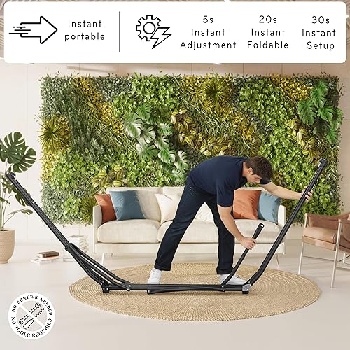 Miniatura 4 de Tranquillo UniGen - Hamaca con soporte, hamaca resistente para interiores y exteriores, con soporte de acero, plegable de alta calidad, 600 libras,