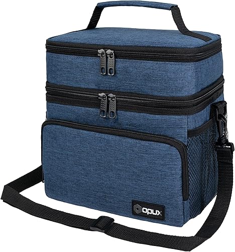 opux Lonchera térmica para hombres y mujeres, bolsa enfriadora grande de doble compartimento, lonchera suave de dos cubiertas para el trabajo, la