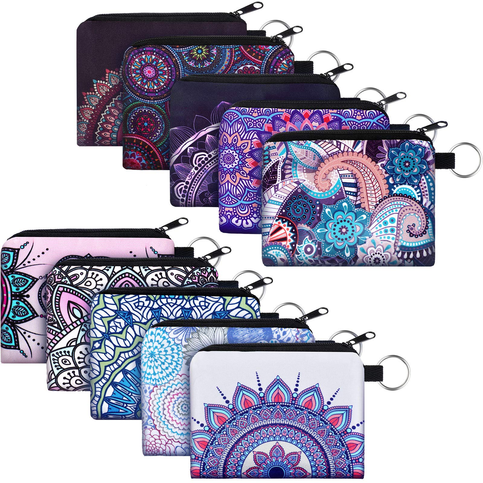 Boao 10 Pieces Small Change Purse Bulk Coin Purse Mini Pouches Wallet Bag with Zipper for Women Girls