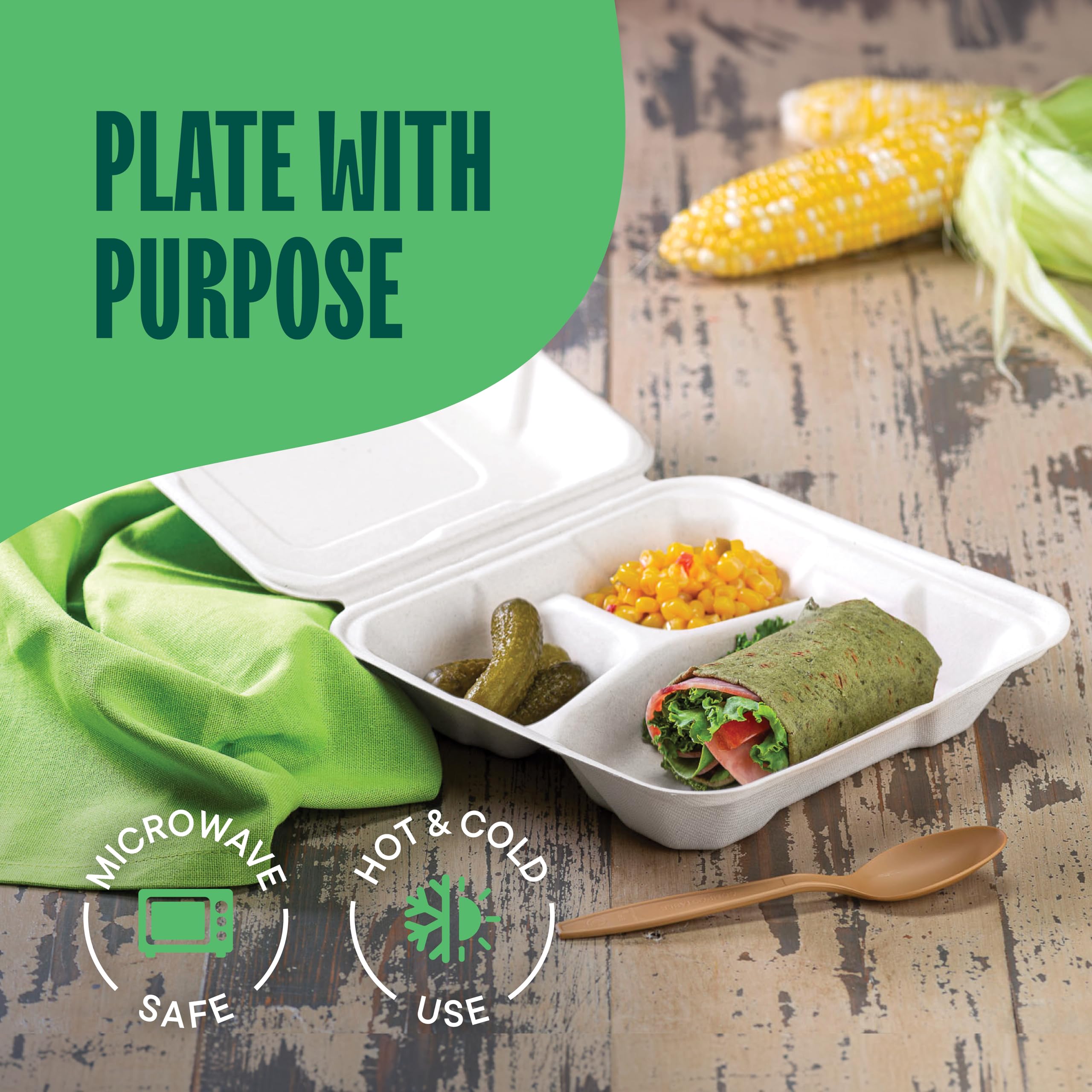 Snapklik.com : Eco-Friendly Meal Prep Containers 3 Compartment 50-Pack ...