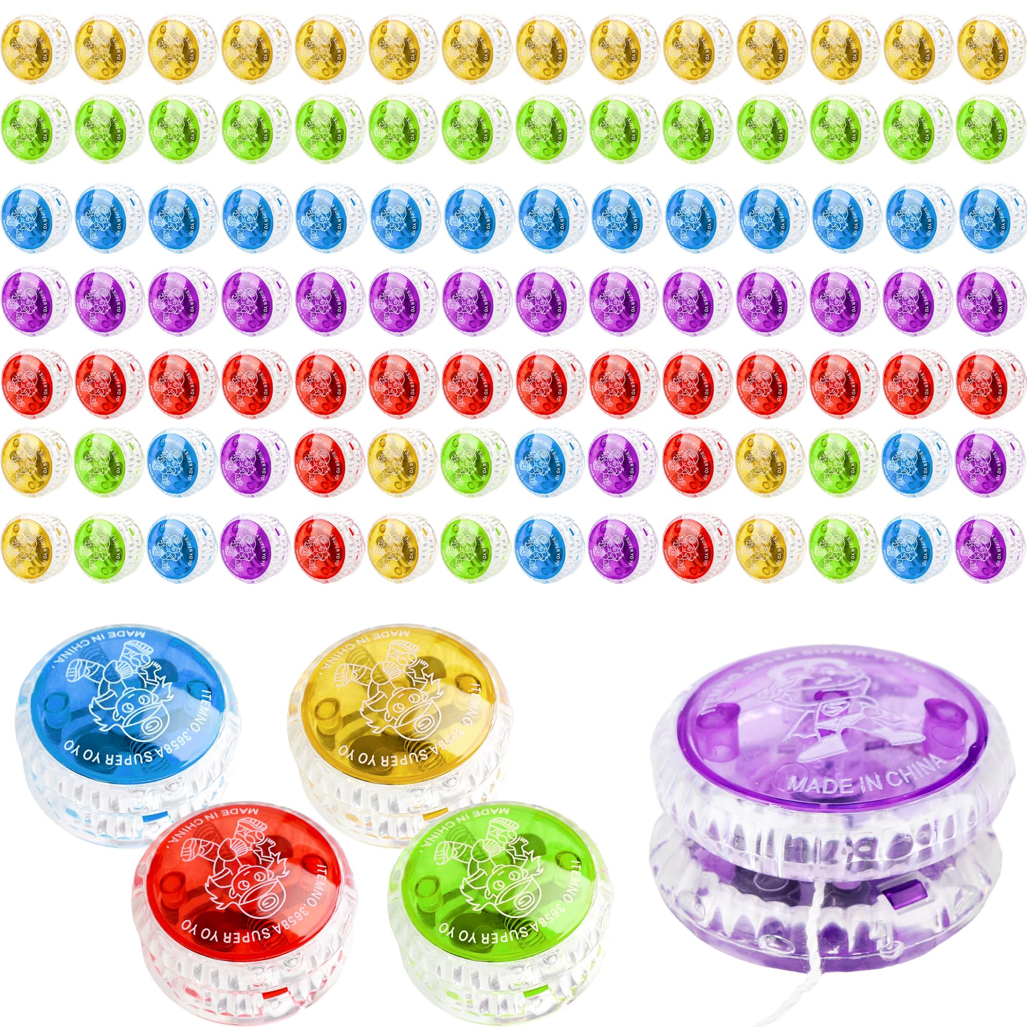 100 Pcs Light up Yo Yo Ball Bulk Colorful LED Responsive Ball Plastic Responsive Bearing Ball for Kids Beginner Level Birthday Christmas Stocking Stuffers