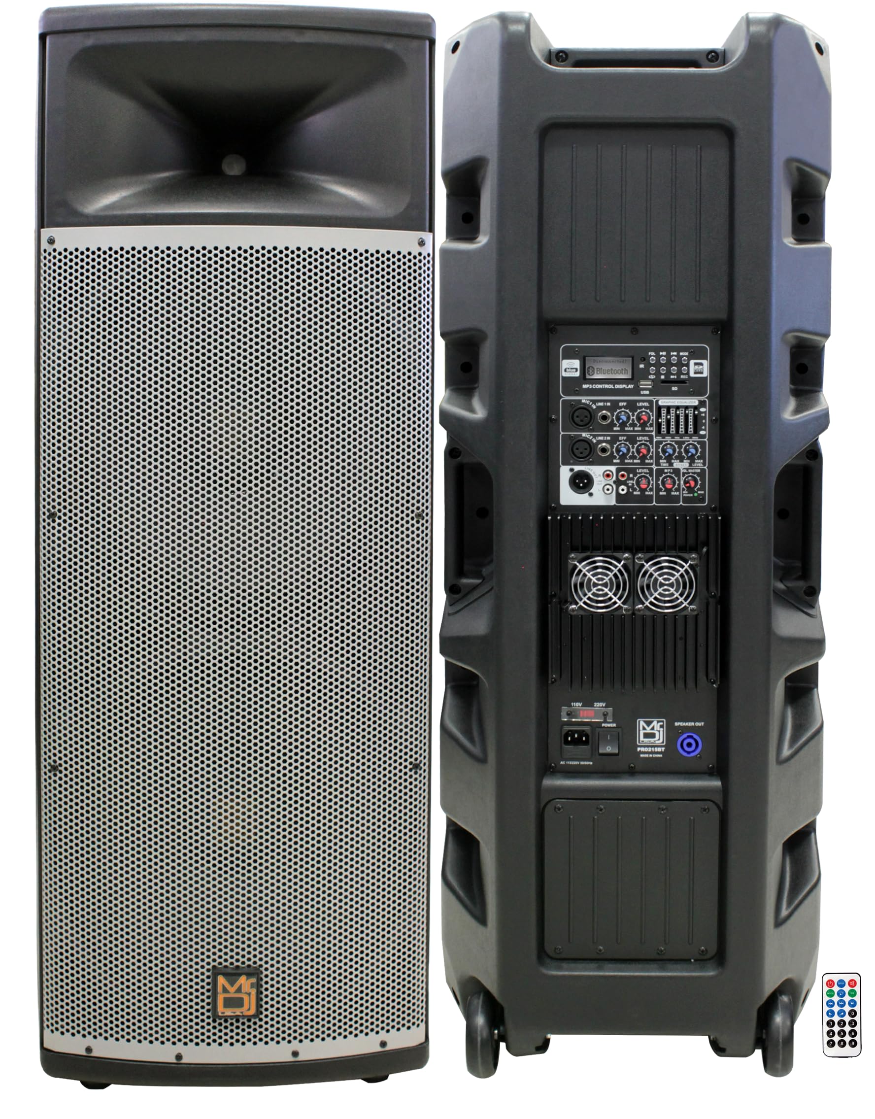 Mr Dj PRO215BT PA DJ Powered Speaker PRO PA DJ Dual 15” 3-Way Full-Range Powered/Active Loudspeaker