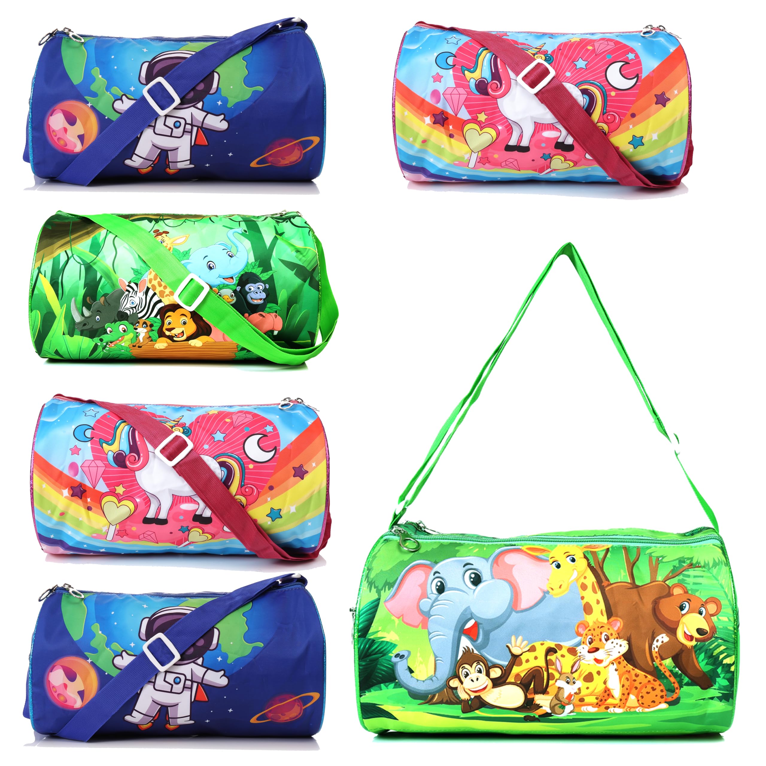 AseraMix Design Unicorn Space & Dino Duffle Bag for Kids/Boys/Girls | Whimsical and Sturdy Bag | Best for Travel and Play | Return Gifts Birthday Party for Kids