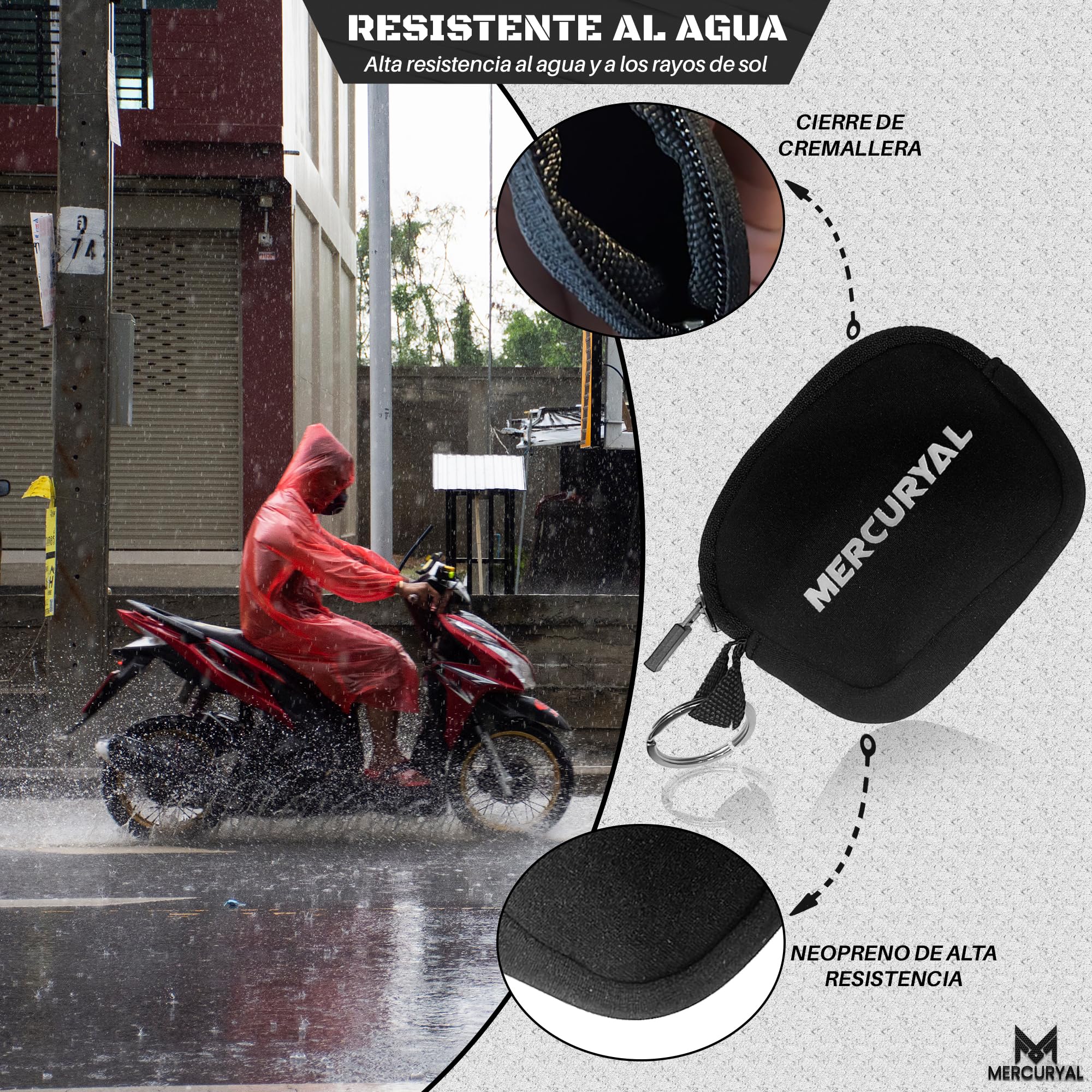 MERCURYAL Llavero Moto de Neopreno Para Guardar Llaves - Accesorios Moto - Llavero Llaves Con Anilla - Accesorios para Moto - Llavero para Moto - Llavero Monedero — view 5