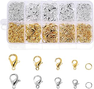 660Pcs Lobster Claw Clasps and Open Jump Rings Set, 4 Sizes of Gold and Silver Jewelry Clasps,Lobster Clasps for Jewelry Making, Keychains and Bracelet
