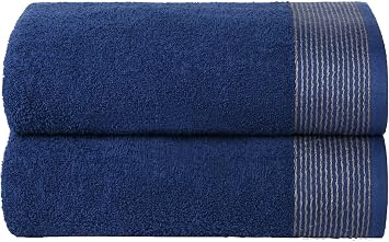 BELIZZI HOME Ultra Soft 2 Pack Oversized Bath Towel Set, 28x55 inches, 100% Cotton, Navy Blue