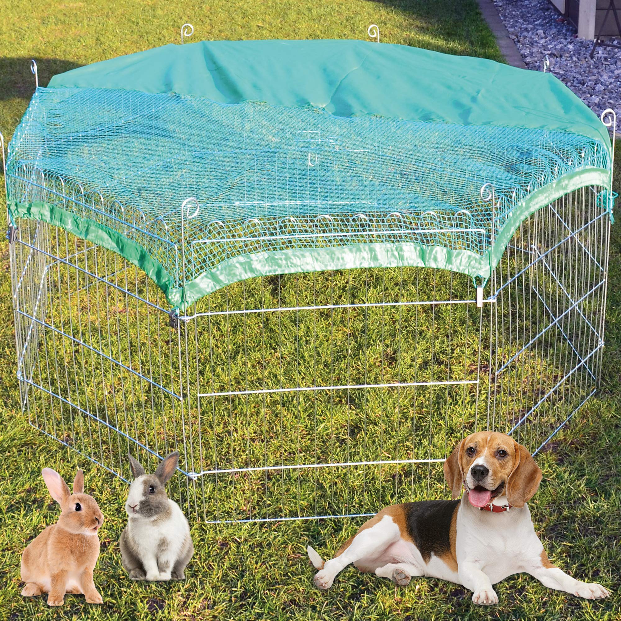 zooprinz premium xxl Freilaufgehege/Auslaufgitter - ideal für Kleintiere und Hunde/Welpen - mit Schutznetz - 2 Modelle zur Wahl mit oder ohne Bodenschutz - perfekt für drinnen und draußen - winterfest