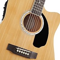 Vista 3 de Ashthorpe Paquete de guitarra eléctrica acústica Thinline Cutaway de tamaño completo con amplificador de 10 W, natural