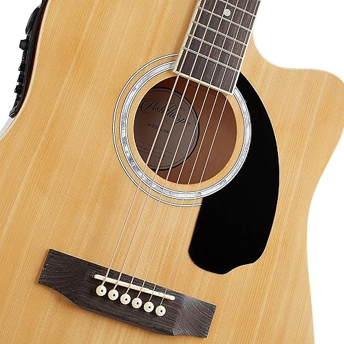 Miniatura 3 de Ashthorpe Paquete de guitarra eléctrica acústica Thinline Cutaway de tamaño completo con amplificador de 10 W, natural