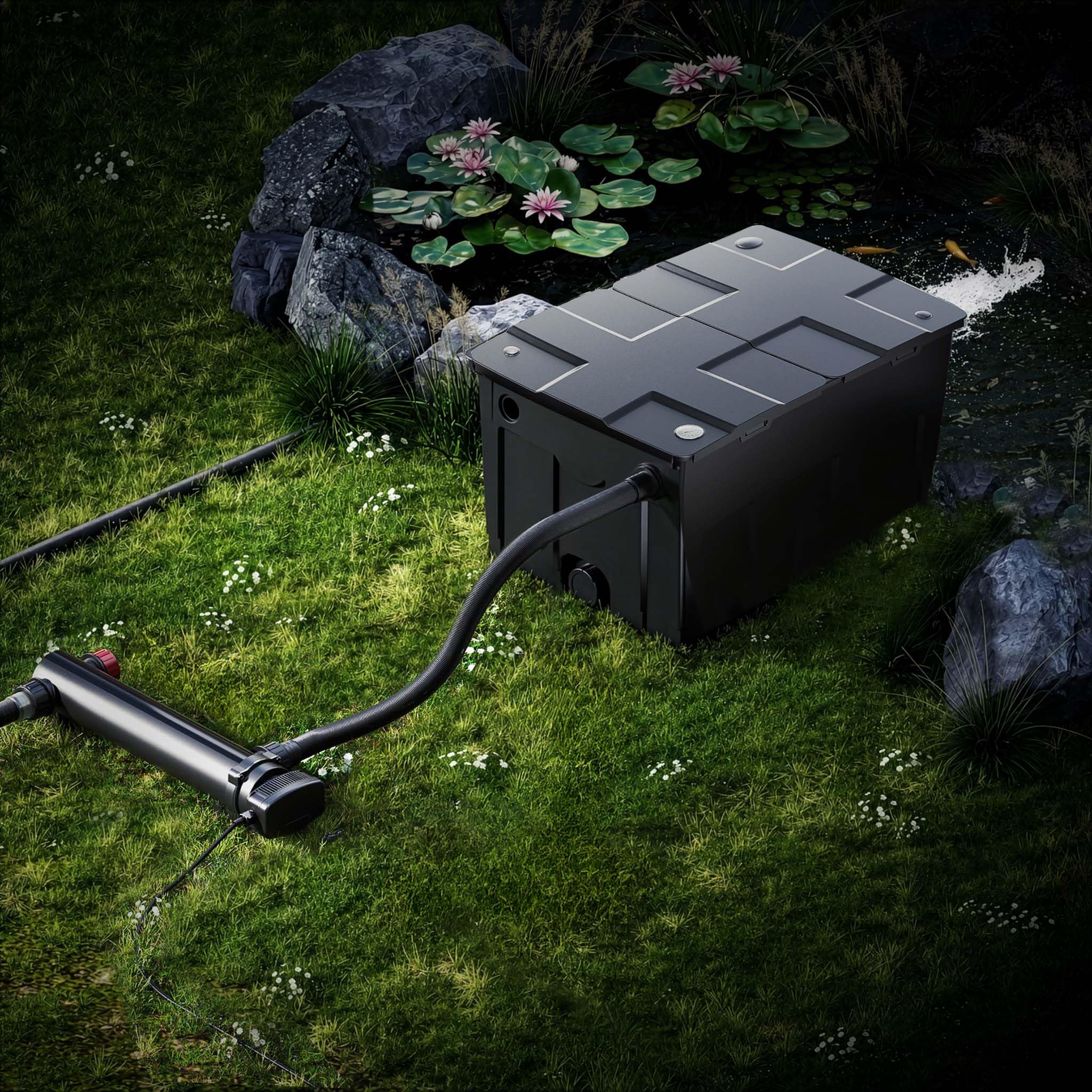 SunSun Komplettset: CBF-550 Teichfilter bis 60000 L Teichfilteranlage als Durchlauffilter, CUV-336 Teichklärer UVC Klärer mit 36 Watt UV-C Leistung